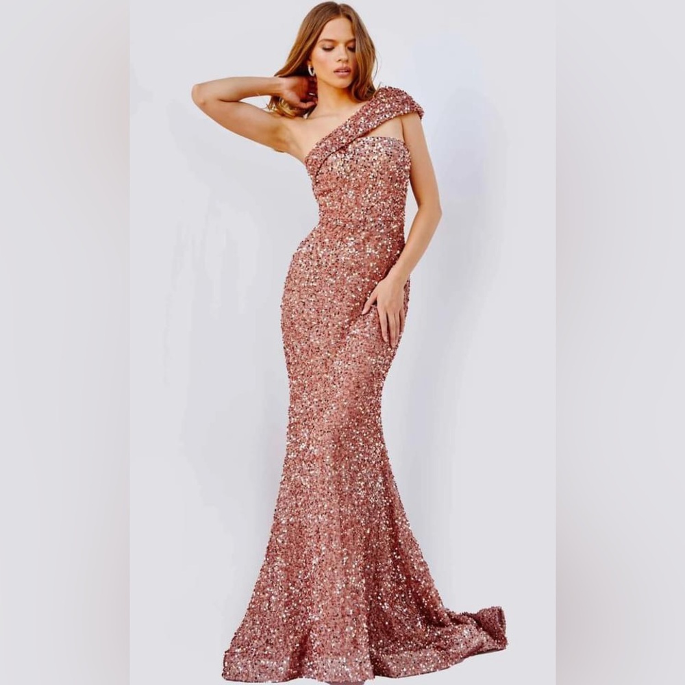 JVN by Jovani Elegant Sequin One-Shoulder Dress